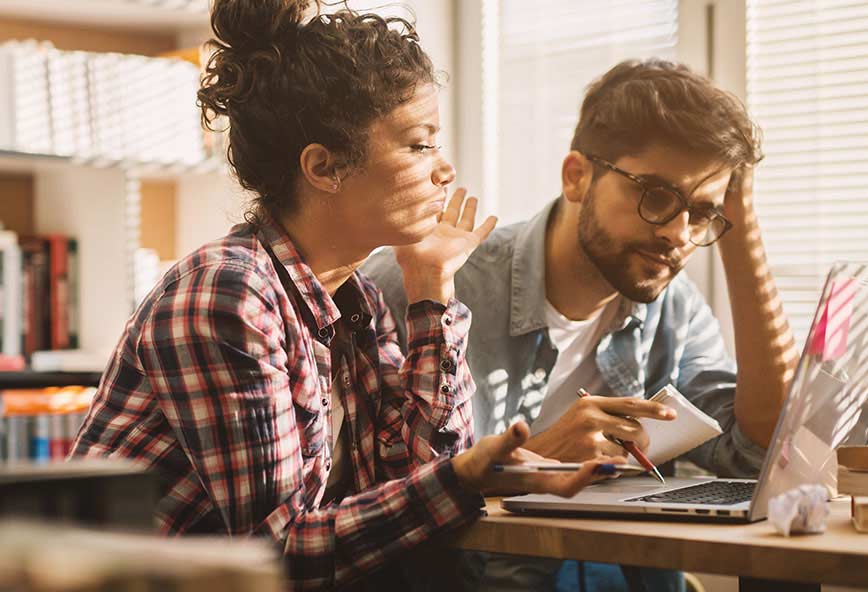 Couple working on budget