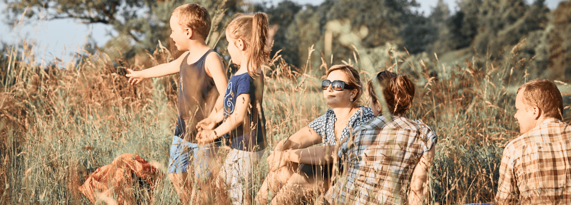 Family playing in the outback