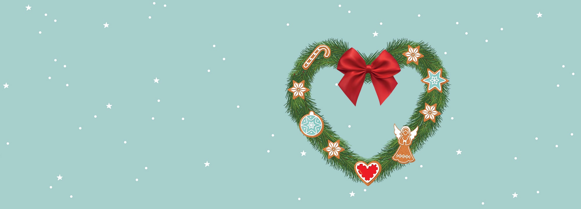 Christmas heart-shaped wreath