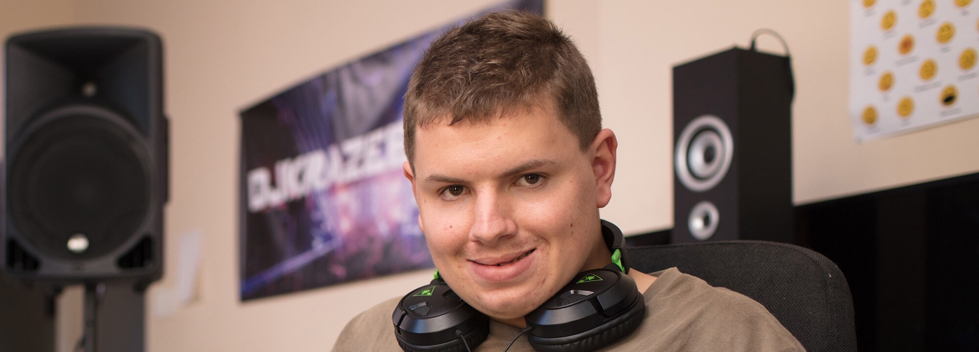 Young disabled man smiling at camera