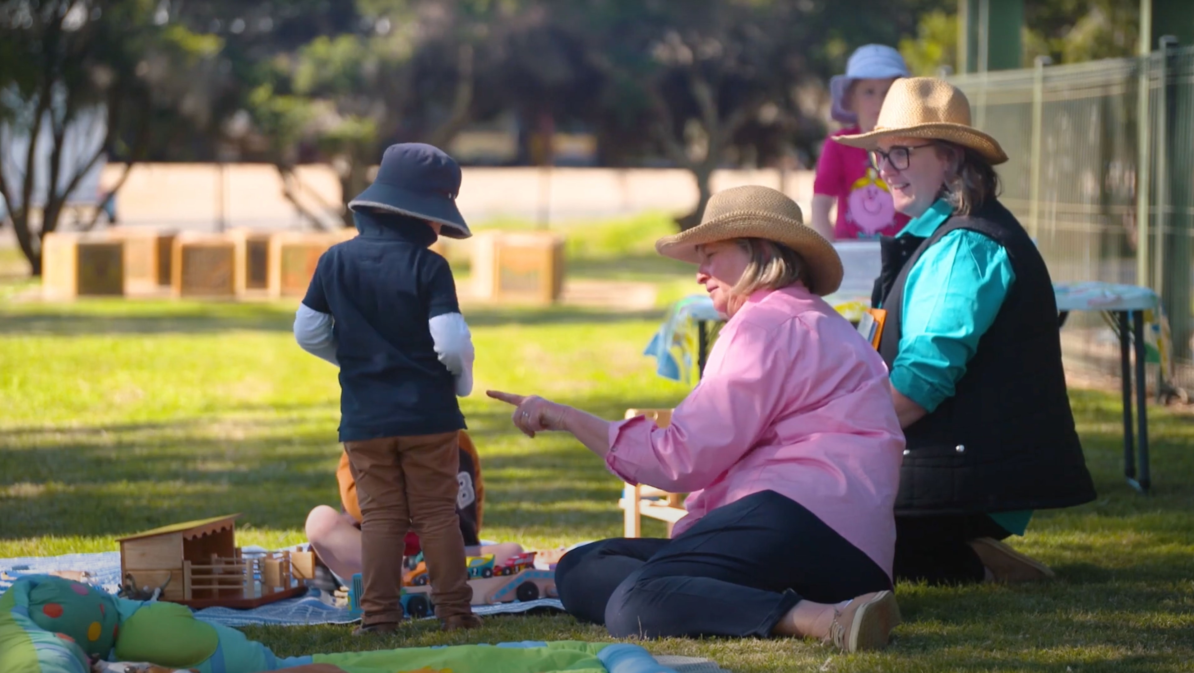 A family having a picnic in a park